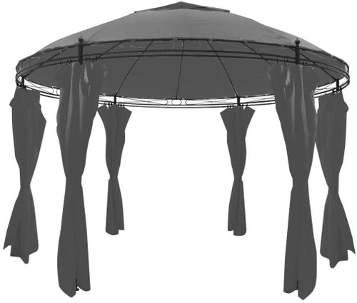 Garden gazebo with circular curtains 3.5 x 2.7 m anthracite - Garden Gazebo - Main image