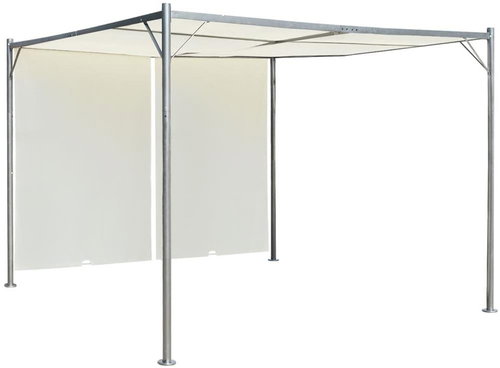 Pergola with Adjustable Roof, Creamy White 3 x 3m Steel - Garden Gazebo - Main image