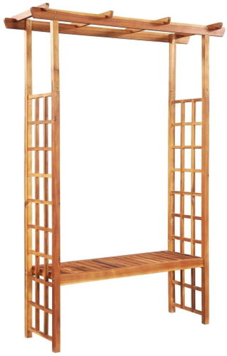 Garden Pergola with a Solid Acacia Bench 143 x 50 x 198cm - Pergola - Main image