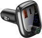 Baseus T-Typed FM Transmitter Bluetooth + nabíječka USB-C / microSD 5A, černá - FM Transmitter