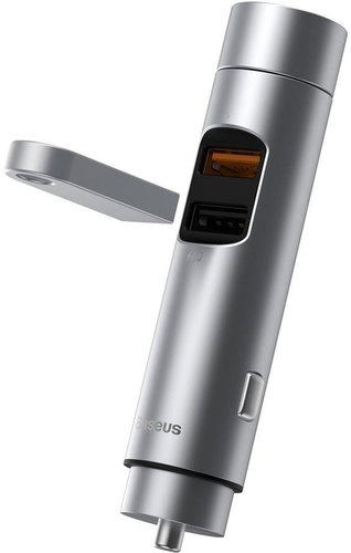 Baseus Energy Column Bluetooth FM Transmitter autonabíječka 2x USB QC3.0 3A, stříbrná - FM Transmitter - Main image