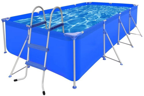 Swimming Pool with Ladder 394 x 207 x 80cm Steel - Pool - Main image