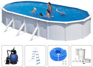 KWAD Pool Set Steely Deluxe Oval 6.1 x 3.6 x 1.2m - Pool