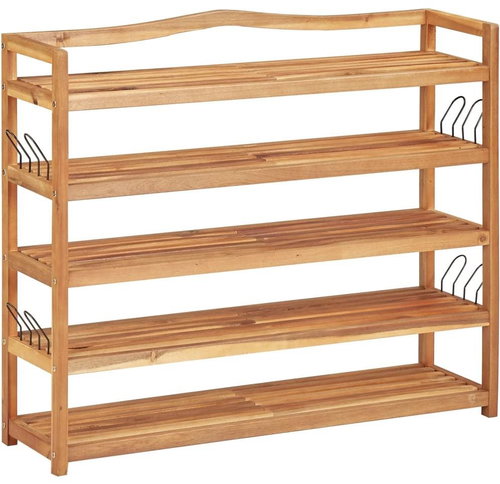 Shoe Rack with 5 Shelves 95 x 26 x 80cm Solid Acacia Wood - Shoe Rack - Main image