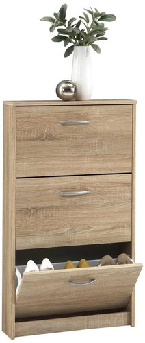 FMD Botník se 3 výklopnými přihrádkami dubový - Botník - Main image