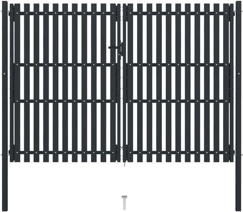 Dvoukřídlá plotová branka ocelová 306×250 cm antracitová - Brána - Hlavní obrázek