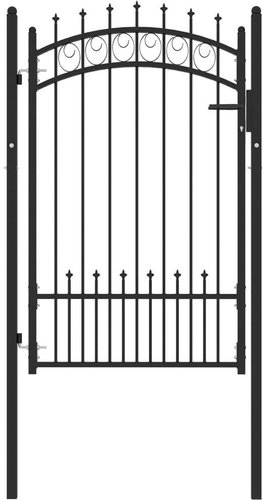 Fence gate with spikes steel 100×150 cm black - Fence Gate - Main image