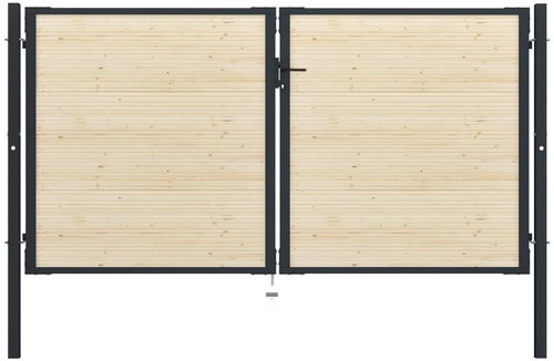 Plotová branka ocel a smrkové dřevo 310×225 cm - Brána - Main image