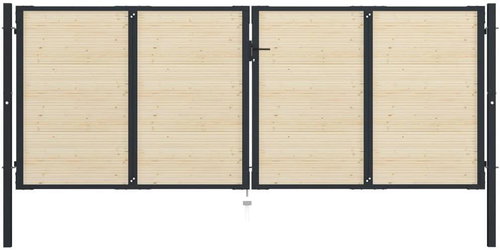 Plotová branka ocel a smrkové dřevo 408×200 cm - Brána - Main image