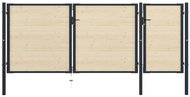 Plotová branka ocel a smrkové dřevo 413×200 cm - Brána