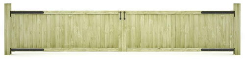 Garden gate 2-leaf impregnated pine 400×75 cm - Gate - Main image