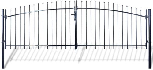 Dvoukřídlá plotová brána s hroty nahoře 400×200 cm - Brána - Main image
