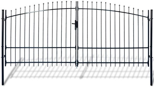 Dvoukřídlá plotová brána s hroty nahoře 400×225 cm - Brána - Main image