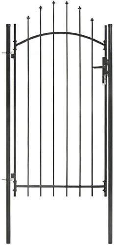 Garden gate steel 1×2,45 m black - Fence Gate - Main image