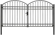 Dvoukřídlá zahradní brána s obloukem ocelová 300×175 cm černá - Brána
