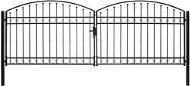 Dvojkrídlová záhradná brána s oblúkom oceľová 400 × 125 cm čierna - Brána