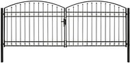 Dvoukřídlá zahradní brána s obloukem ocelová 400×150 cm černá - Brána
