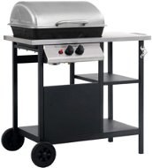 Gas Grill with 3-storey Side Table Black and Silver - Grill