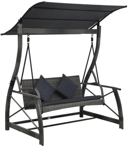 3-seater Garden Swing with Polyrattan Grey Roof Main image 3-seater Garden Swing with Polyrattan Grey Roof - Garden Swing - Main image