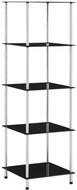 Shumee 5patrová police černá 40×40×130 cm tvrzené sklo, 249511 - Knihovna