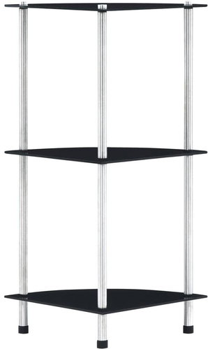 Shumee 3patrová police černá 30×30×67 cm tvrzené sklo, 249519 - Knihovna - Main image