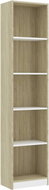 Shumee  5 polic bílá a dub sonoma 40×24×175 cm dřevotříska, 800851 - Knihovna