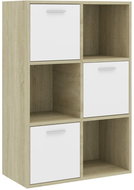 Shumee úložná skříňka bílá a dub sonoma 60×29,5×90 cm dřevotříska, 801139 - Knihovna