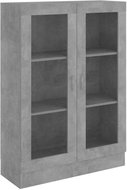 Shumee prosklená skříň betonově šedá 82,5×30,5×115 cm dřevotříska, 802754 - Knihovna