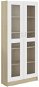 Shumee presklená skriňa biela a dub sonoma 82,5 × 30,5 × 185,5cm drevotrieska, 802773 - Knižnica