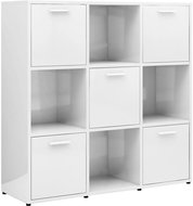 Shumee  bílá s vysokým leskem 90×30×90 cm dřevotříska, 802936 - Knihovna