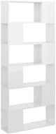 Shumee dělicí stěna bílá vysoký lesk 80×24×186 cm dřevotříska, 809158 - Knihovna