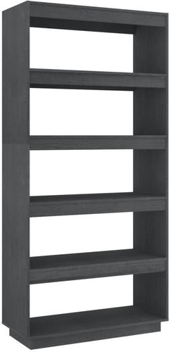 Shumee dělící stěna šedá 80×35×167 cm masivní borovice, 810896 - Knihovna - Main image