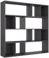 Shumee dělící stěna šedá vysoký lesk 110×24×110cm dřevotříska, 800368 - Knihovna