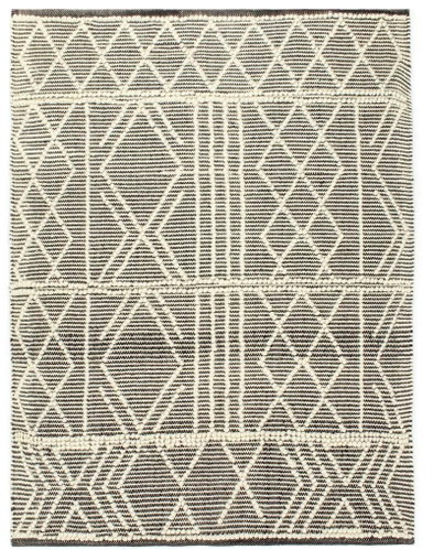 Carpet hand-woven wool 120x170 cm black and white - Carpet - Main image