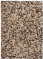 Carpet patchwork genuine leather 80x150 cm squares brown and white - Carpet