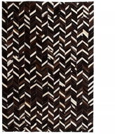 Carpet patchwork genuine leather 80x150 cm chevron black and white - Carpet
