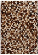 Carpet patchwork genuine leather 80x150 cm triangles brown and white - Carpet