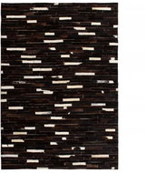 Carpet patchwork genuine leather 80x150 cm stripes black and white - Carpet