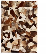 Carpet patchwork genuine leather 80x150 cm from pieces brown and white - Carpet