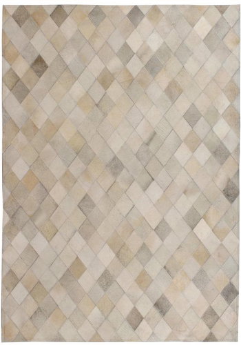 Carpet patchwork genuine leather 120x170 cm diamonds gray - Carpet - Main image