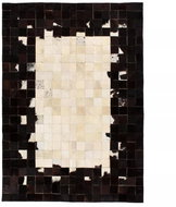 Carpet patchwork genuine leather 80x150 cm squares black and white - Carpet