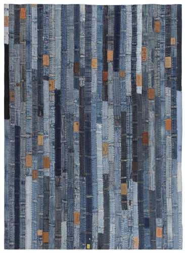 Patchwork rug from denim belts 120x170 cm denim blue - Carpet - Main image