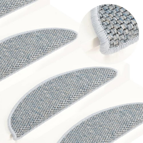Samolepící nášlapy na schody vzhled sisal 15 ks 65x25 cm modré - Stair Treads - Main image