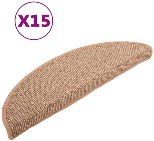 Kobercové nášlapy na schody 15 ks světle hnědé 65 x 21 x 4 cm - Nášlapy na schody - Main image