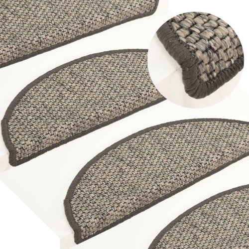 Samolepící nášlapy na schody vzhled sisal 15ks 56x20cm stříbrné - Nášlapy na schody - Main image