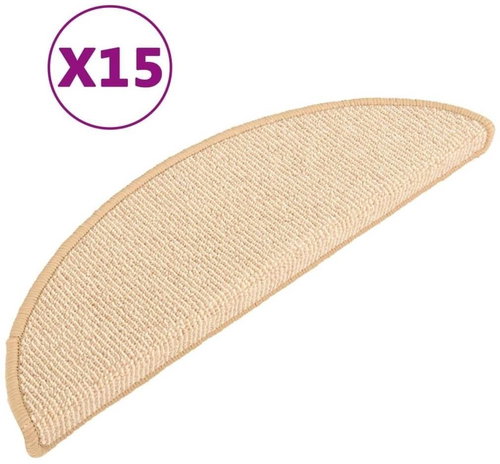 Kobercové nášlapy na schody 15 ks krémové 56 x 17 x 3 cm - Stair Treads - Main image