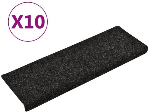 Nášlapy na schody 10 ks černé 65 x 25 cm vpichované - Stair Treads - Main image