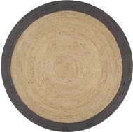 Ručne vyrobený koberec z juty s tmavo sivým okrajom 90 cm - Koberec