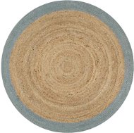 Ručne vyrobený koberec z juty s olivovo zeleným okrajom 120 cm - Koberec