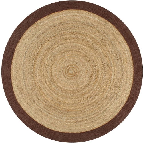 Handmade jute carpet with a brown edge of 150 cm - Carpet - Main image